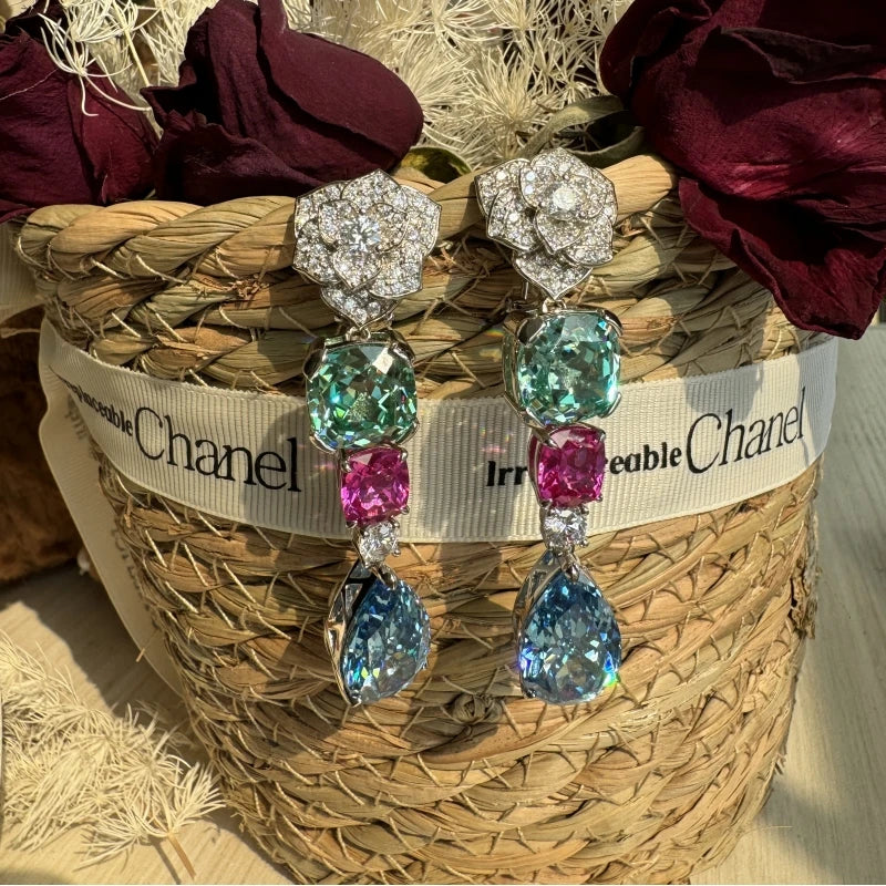 Dazzling Colorful Diamonds Monet Earrings