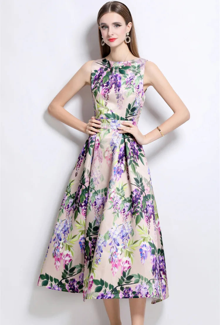 Lovely Floral Print Tank Dress
