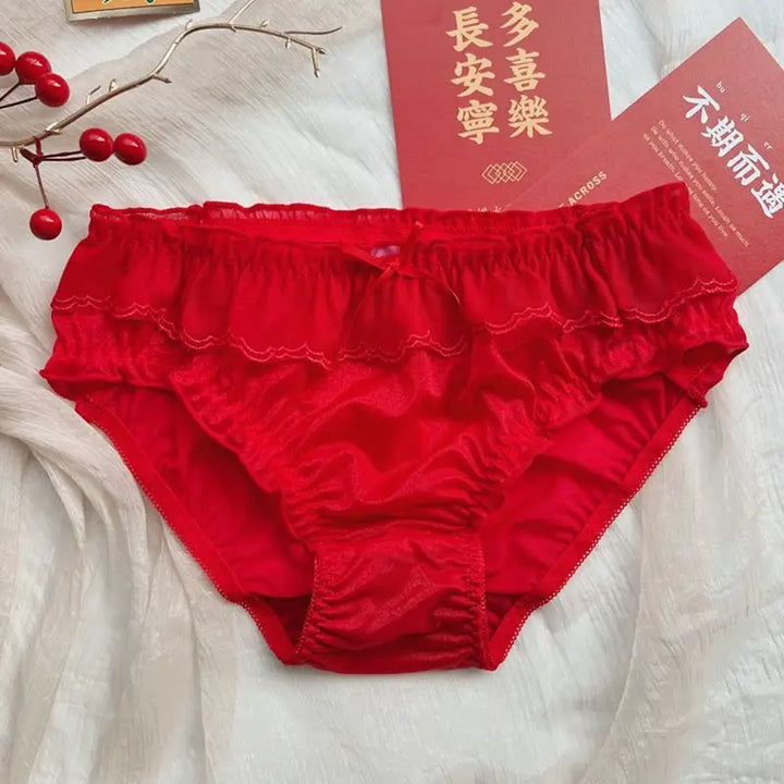 Sweet Bow Ruffles Mid-waist Brief