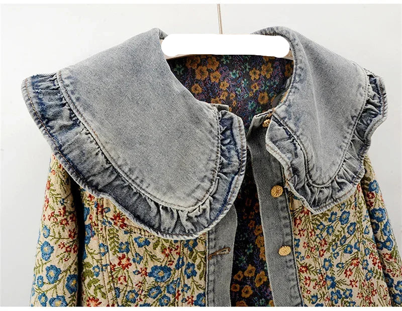 Stylish Embroidered Jacquard Denim Jacket