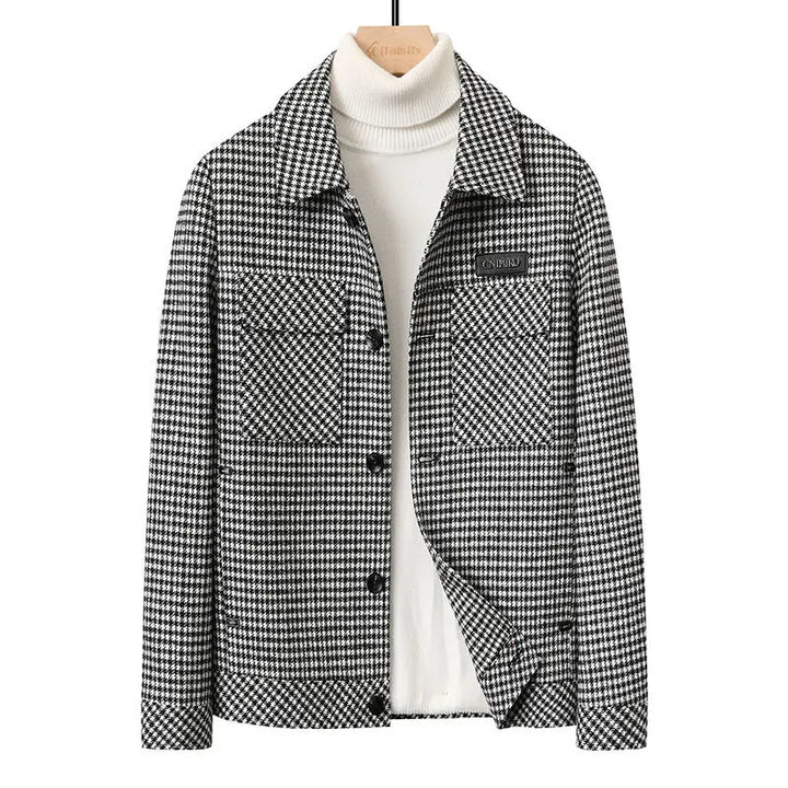 Classic Houndstooth Casual Short Coat