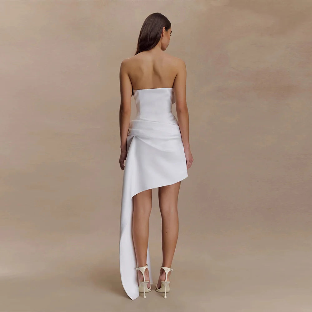 Luxury Asymmetrical Flowers Short Wedding Dress