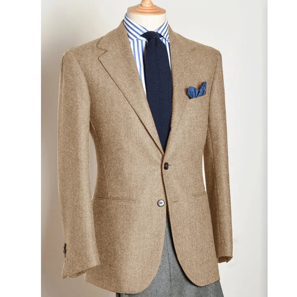 Stylish Korean Men's Herringbone Blazer
