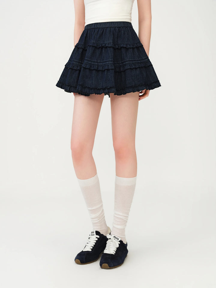 Stylish Retro Ruffled Mini Skirt