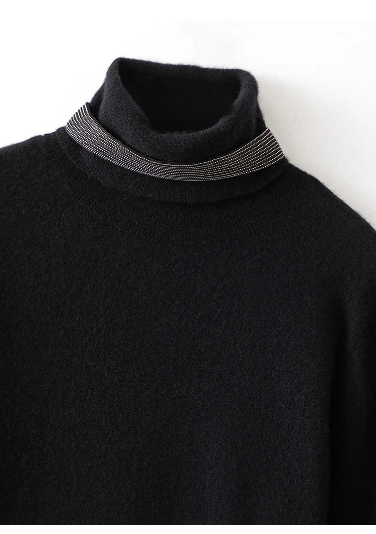 Long Turtleneck Knitwear Tops