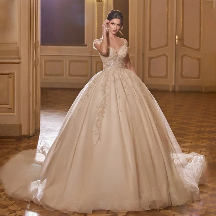 Exquisite Applique Beaded Bridal Gown