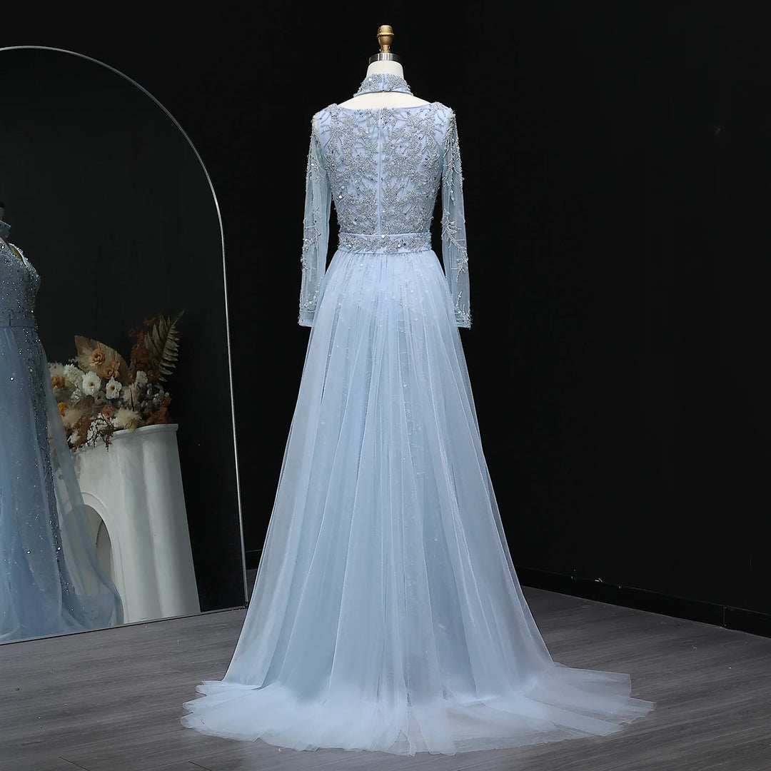 Luxurious Beaded Long Sleeves Formal Dress