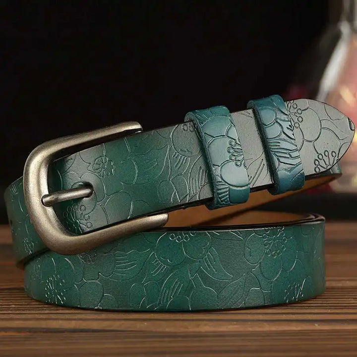 Bold Genuine Leather Pin Buckle Belt