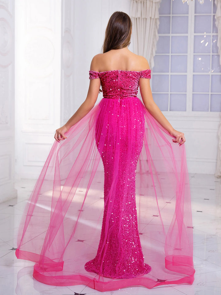 Glamorous Mesh Evening Party Gown