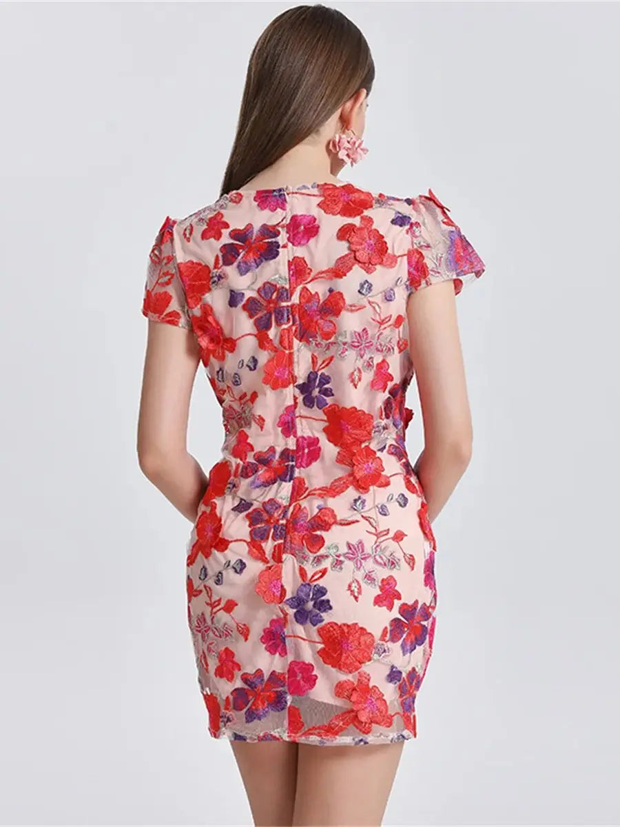 Exquisite Crochet Embroidery Mini Dress