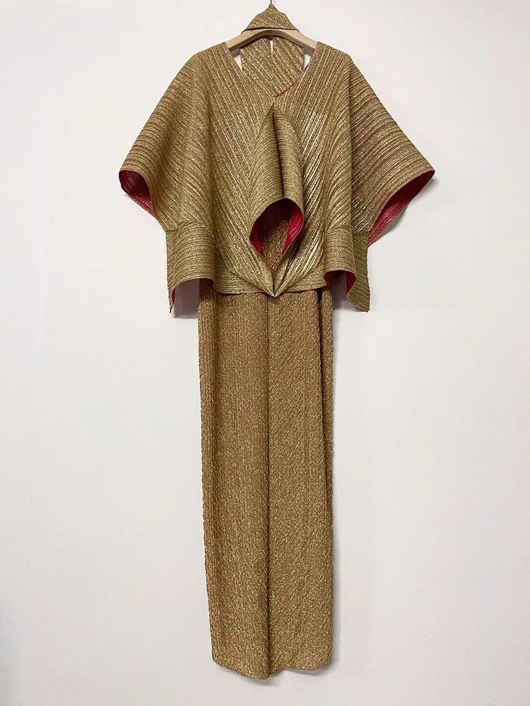 Elegant Pleated Women's 2-Piece Outfit Set