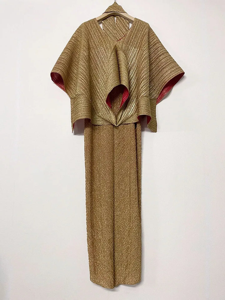 Elegant Pleated Women's 2-Piece Outfit Set