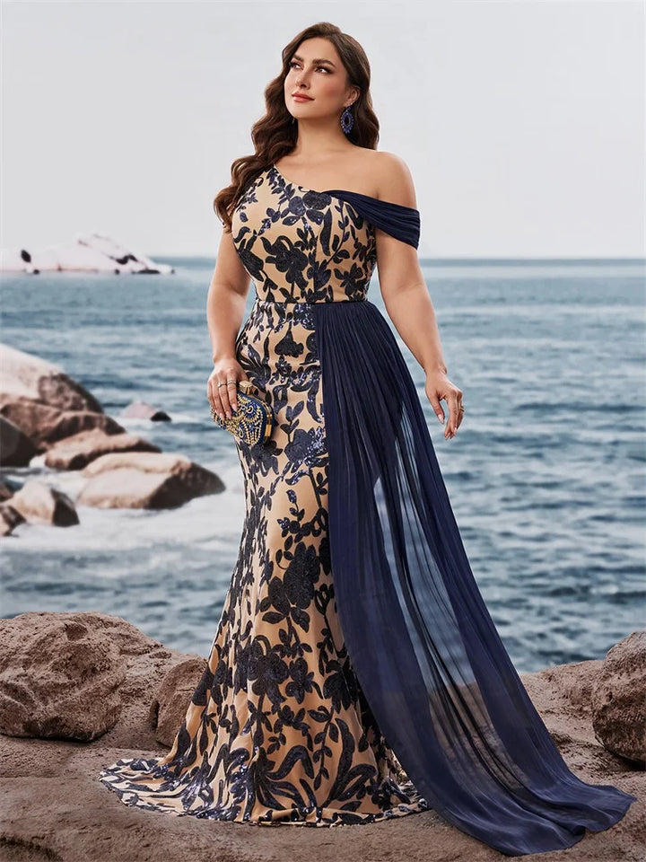 Regal Beaded Sequin Evening Party Gown