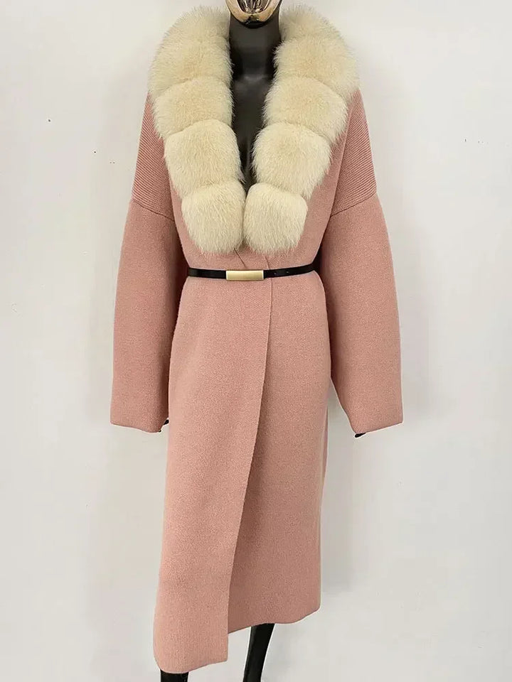 Alluring Detachable Real Fur Collar Coat