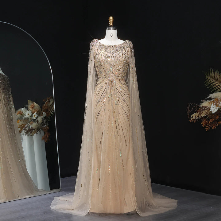 Exquisite Beading Arabic Evening Gown