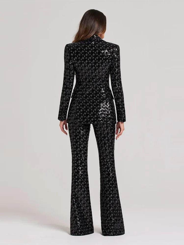 Single Button Shiny Sequins Suits