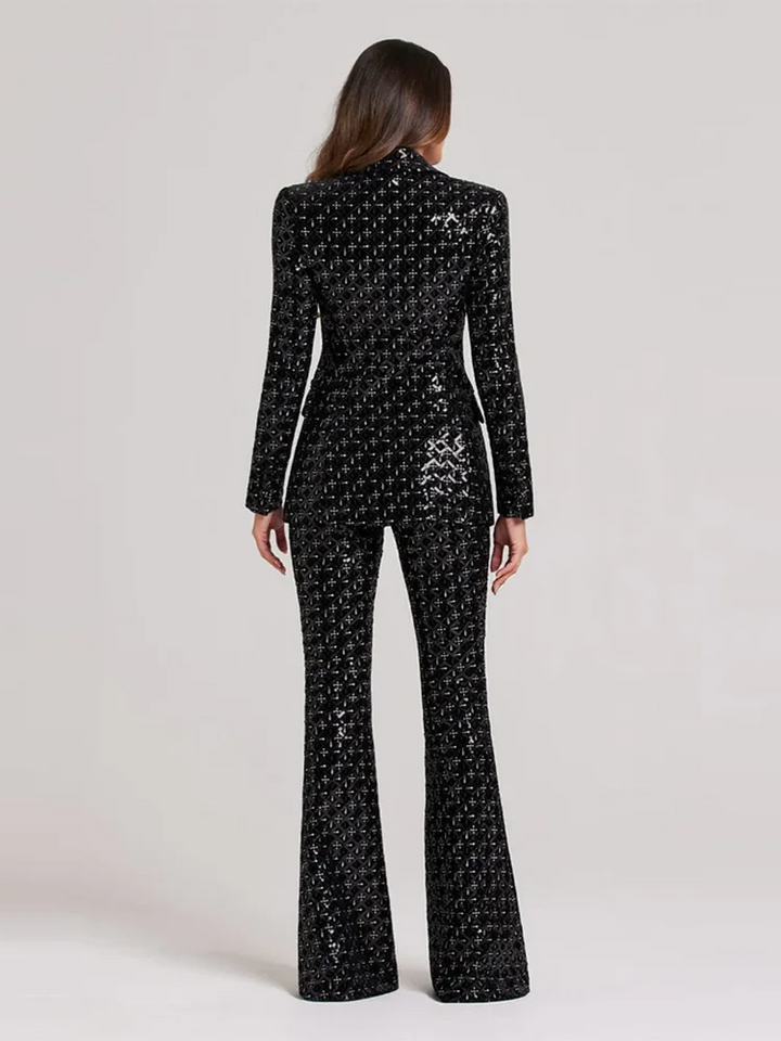 Single Button Shiny Sequins Suits