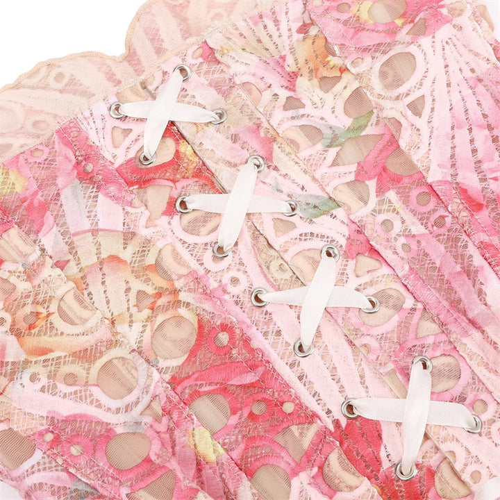 Sweet Double Layered Floral Lace Corset