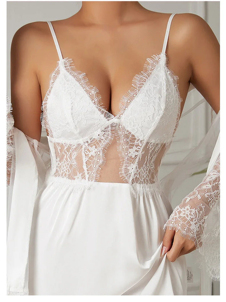 Charming 2-Piece Mesh Nightdress