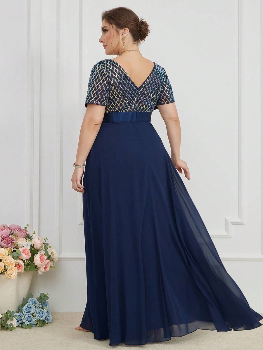 Rhombus Sequin Plus Size Women's Maxi Dress| All For Me Today