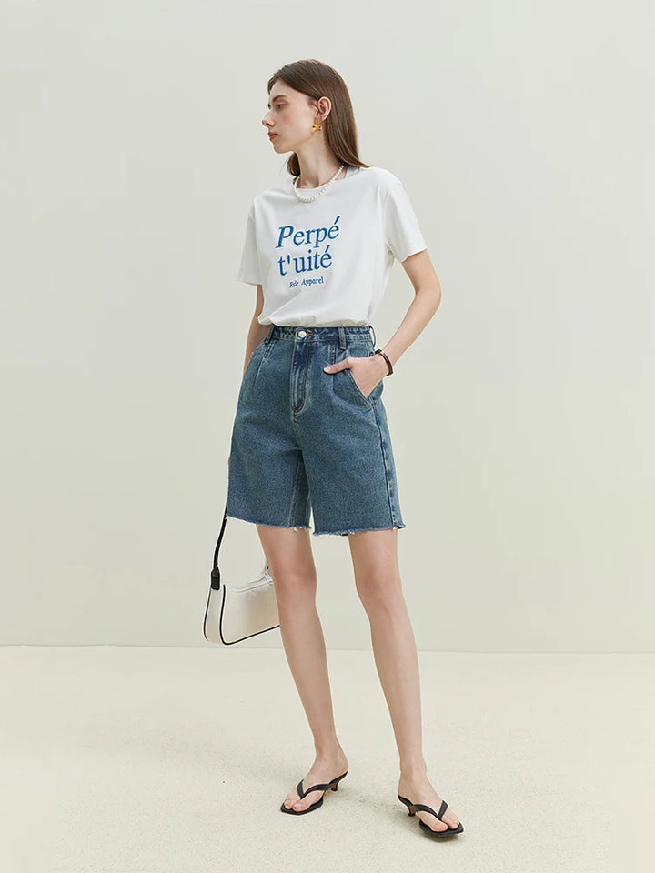 Embroidered Cool Letter Loose Fit T-Shirt
