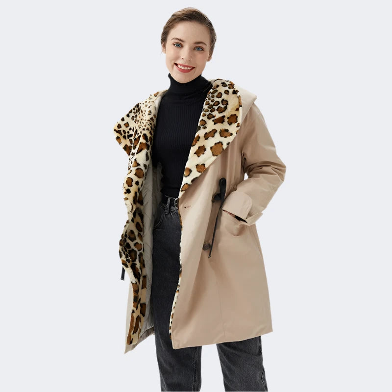 Lapel Hooded Thickened Trench Coat