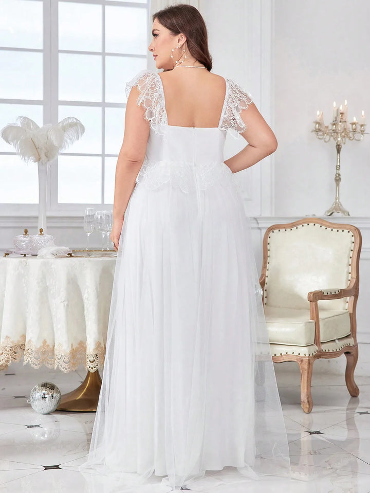 Refined Mesh Patchwork Bridal Dress