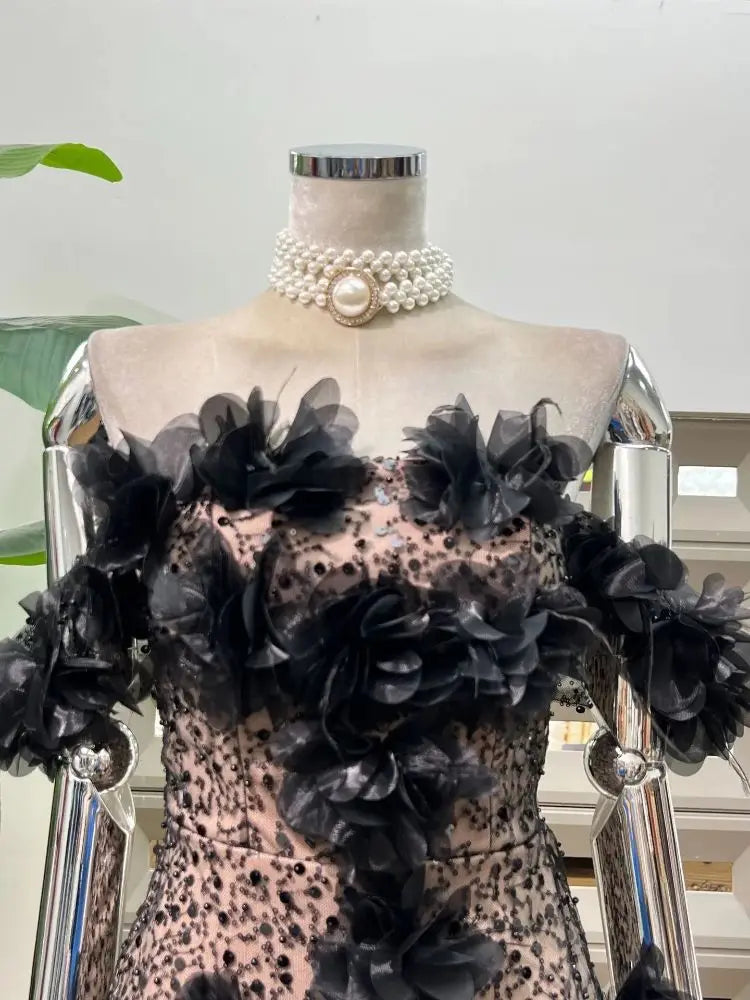 Fashionable Floral Strapless Mini Dress