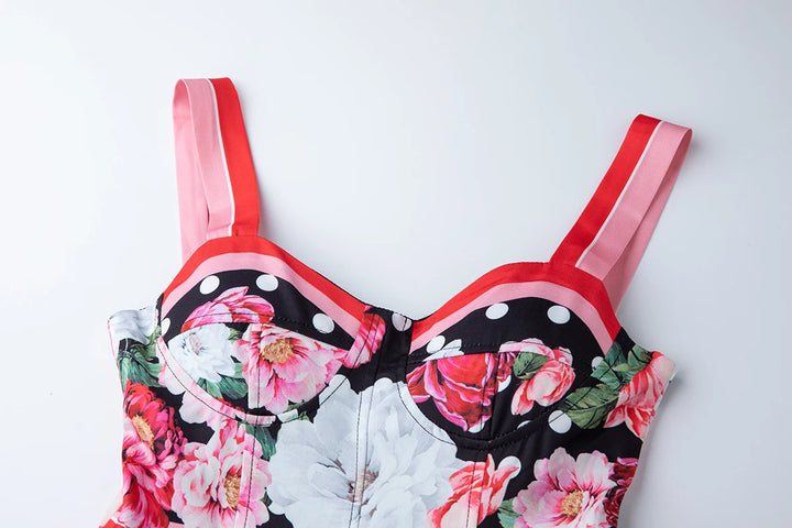 Vintage Spaghetti Straps Midi Dress