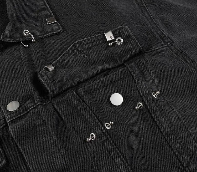 Trendy Rivet Oversized Denim Jacket