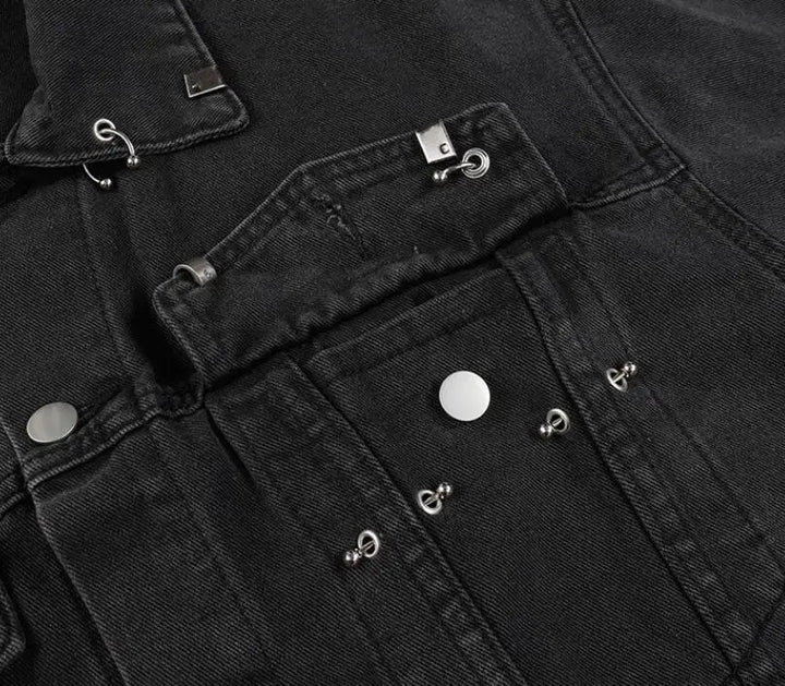 Trendy Rivet Oversized Denim Jacket