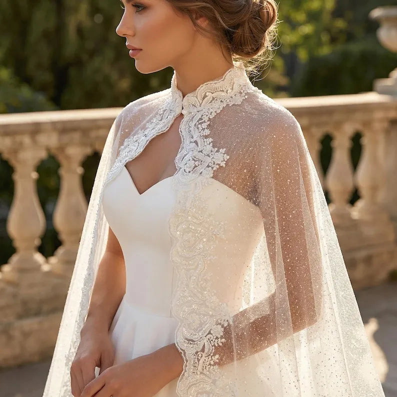 Lovely Tulle High Neck Bridal Shrugs