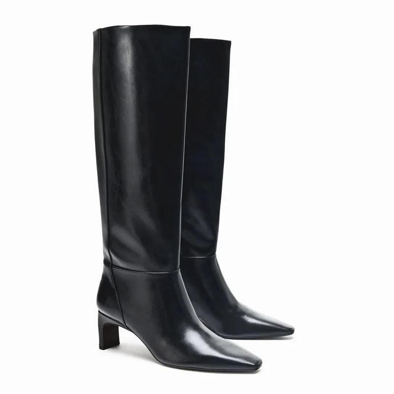 Modern Patent Leather High Heel Boots