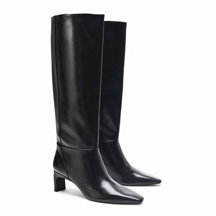 Modern Patent Leather High Heel Boots