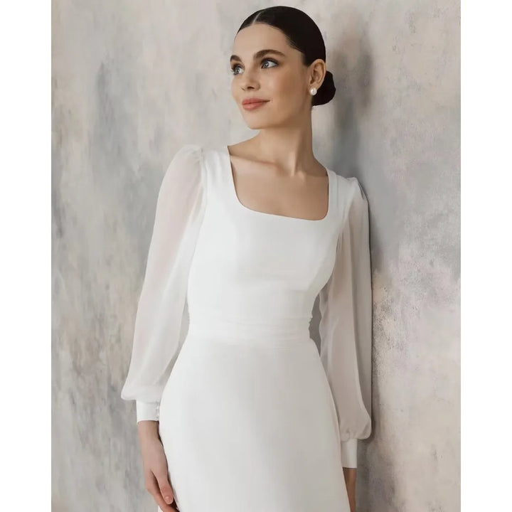 Attractive Square Collar Wedding Gown