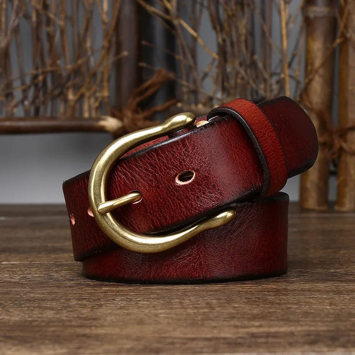 Stylish Horseshoe Buckle Leather Belt