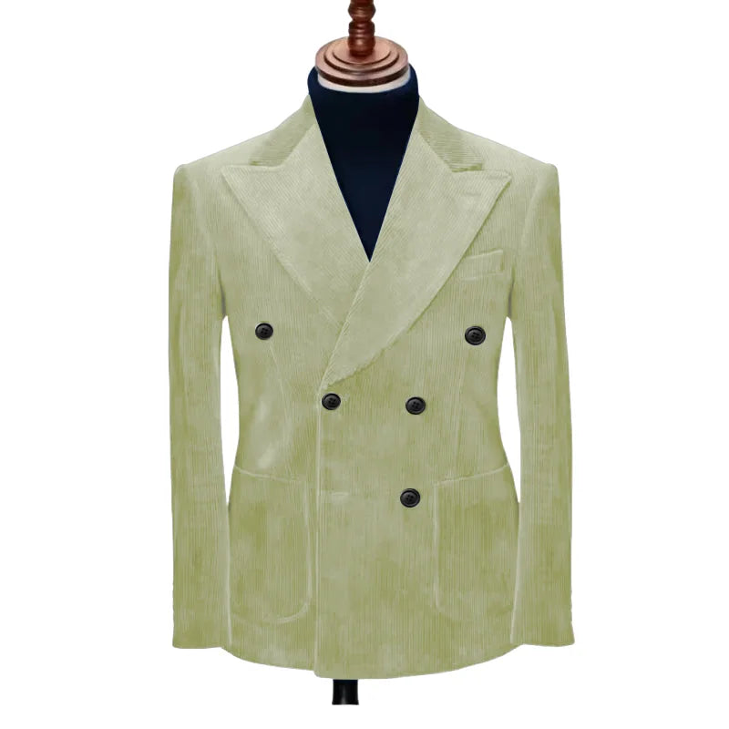 Light sage green double-breasted men&