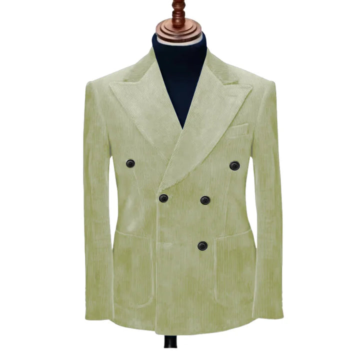 Light sage green double-breasted men&