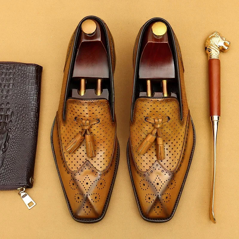 Genuine Leather Business Slip On Loafers