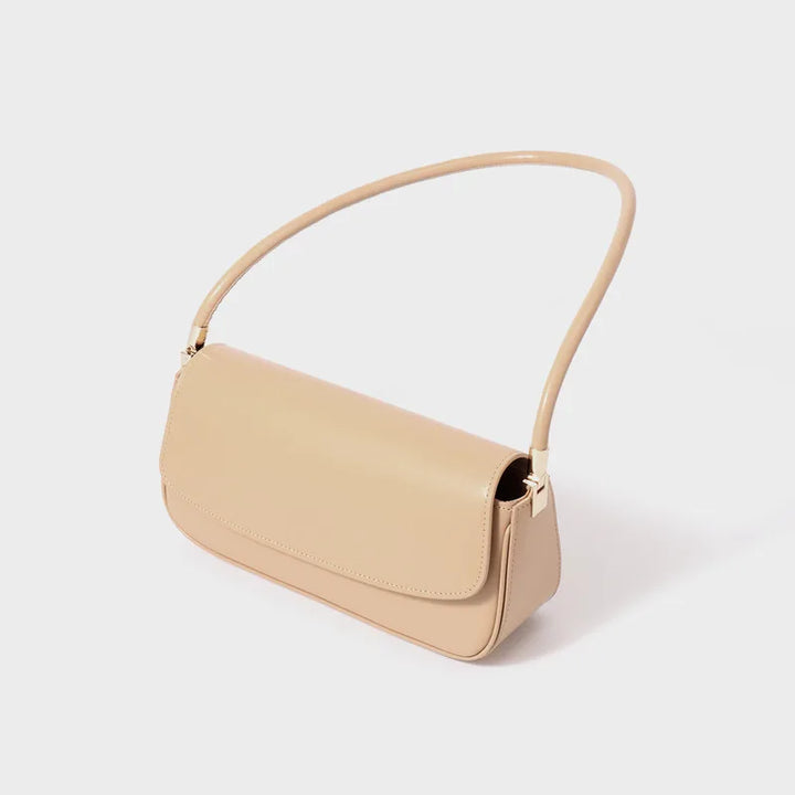 Sleek Leather Hobo Baguette Bag