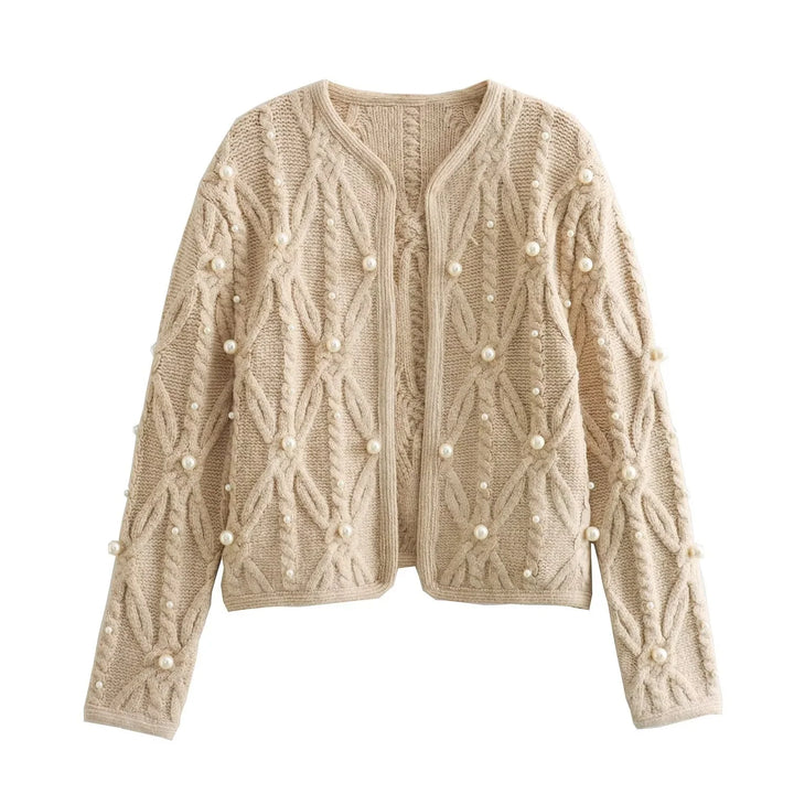 Graceful Pearl Knitted Short Jacket