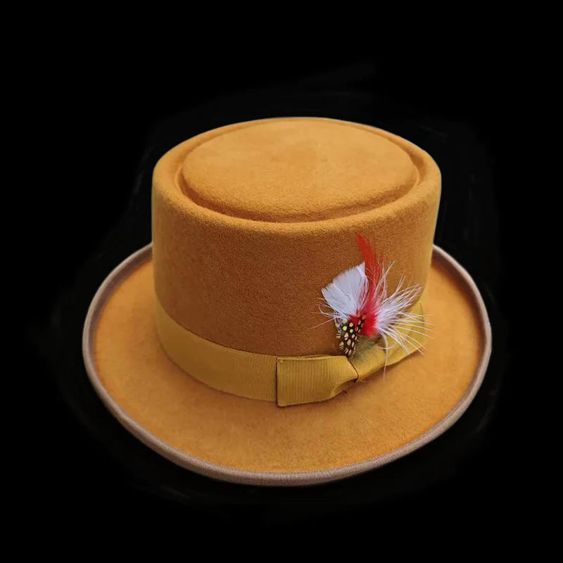 Stylish Decorative Flat Wool Hat