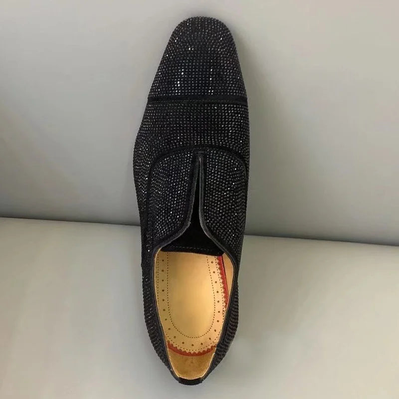 Luxury Rhinestone Suede Wedding Loafers