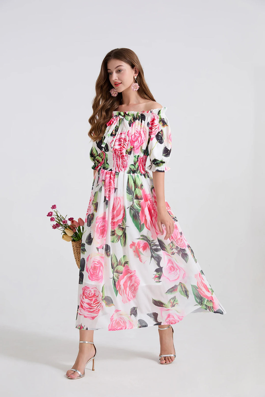 Charming Flowy Chiffon Midi Dress