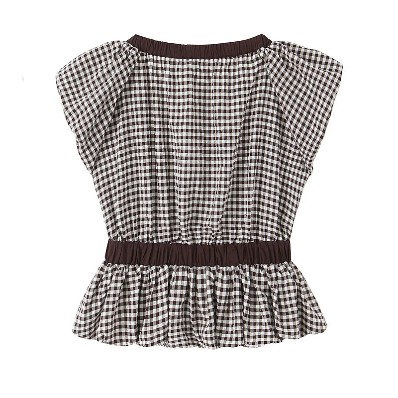 Sweet Plaid V-Neck Crop Top