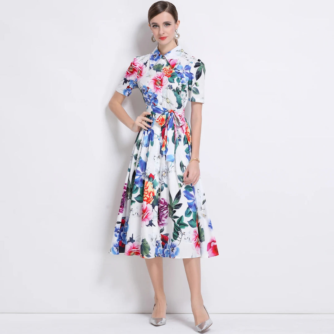 Timeless Elegance Printed Boho Flower Dress