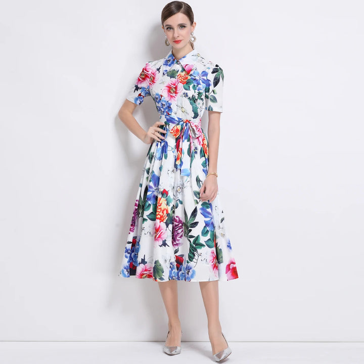 Timeless Elegance Printed Boho Flower Dress