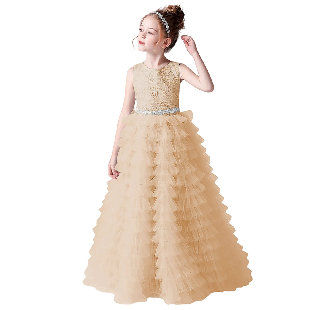 Slick Tiered Tulle Flower Party Dress