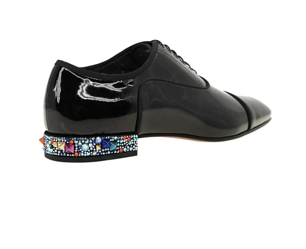 Flashy Rhinestone Band Patent Leather Loafers