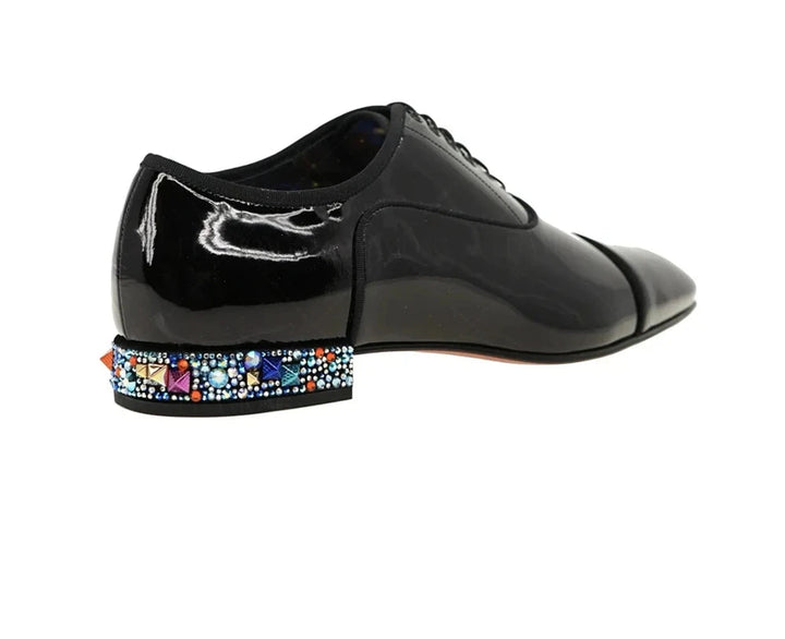 Flashy Rhinestone Band Patent Leather Loafers